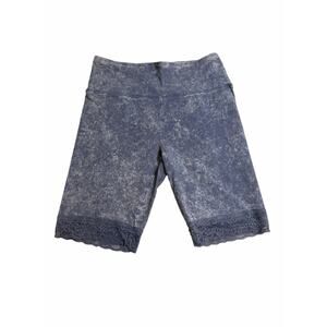Colsie Biker Shorts Lace Trim Acid Wash Mineral Cotton Lavender Medium